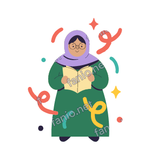Teta holds a pale yellow open book in both hands and reads it with a calm smile.