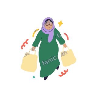Teta walks carrying a pale yellow paper shopping bag in each hand.