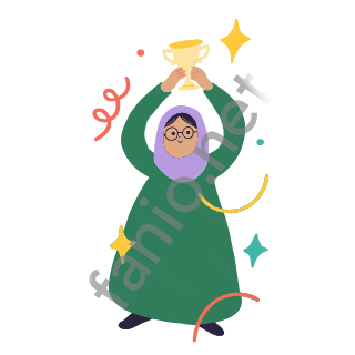 تيتا ترفع كأسا ذهبية صغيرة عاليا فوق رأسها بيديها.