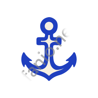 A blue anchor with a ring at the top.