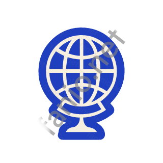 A blue desk globe on a stand with cut out meridians.