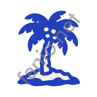 A blue palm tree on a small island.