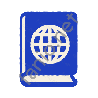 A blue passport with a cut out globe on the cover.