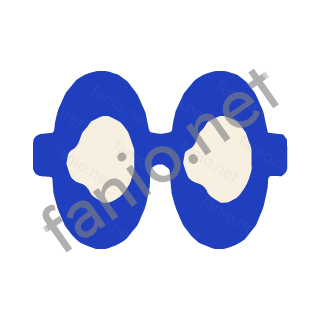 Blue sunglasses with large rounded lenses.