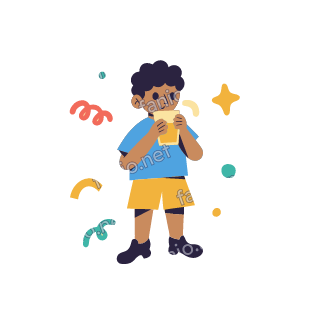 Yousef drinks from a glass of orange juice held in both hands.