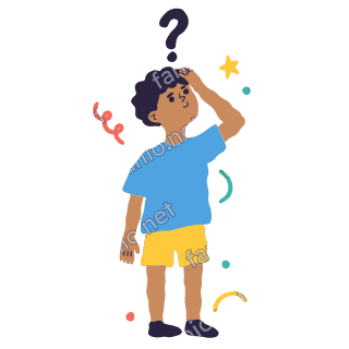 Yousef scratches his head with one hand, puzzled, with a question mark above him.