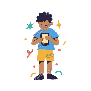 Yousef holds a tablet in both hands and looks at it, curious.