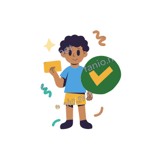 Yousef holds a bank card beside a big green badge with a tick.